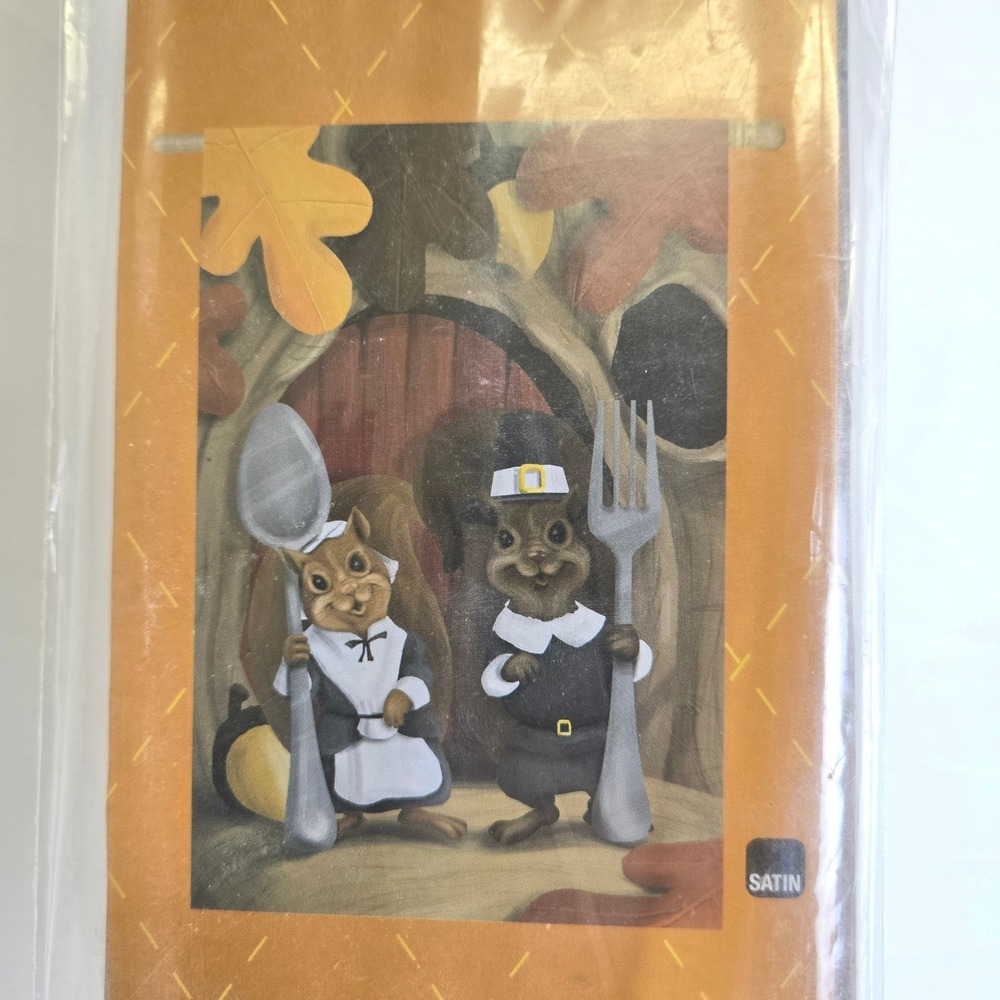 Evergreen Satin Reflections Garden Flag Thankful Pilgrims 13A3469 29" x 43" New